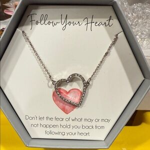 Silver and Pink Heart Necklace